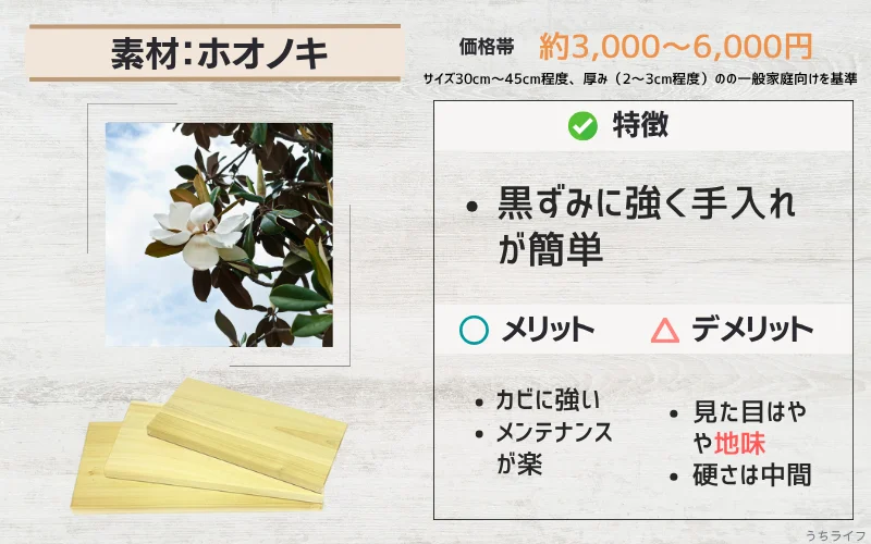 ホオノキ まな板 特徴