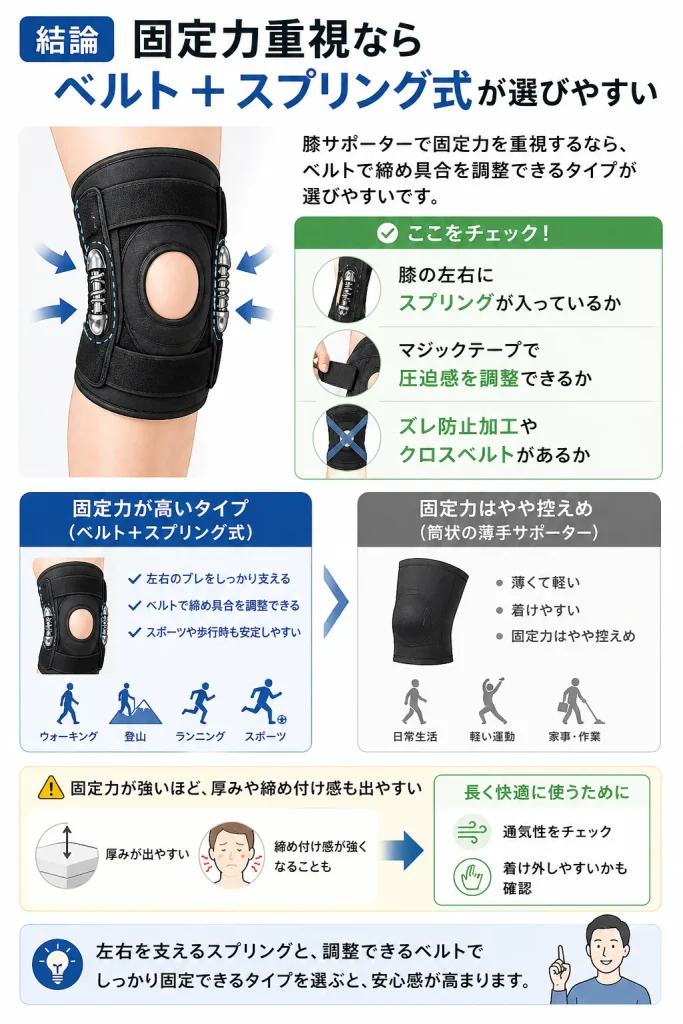 膝サポーター　固定力　おすすめ　結論
