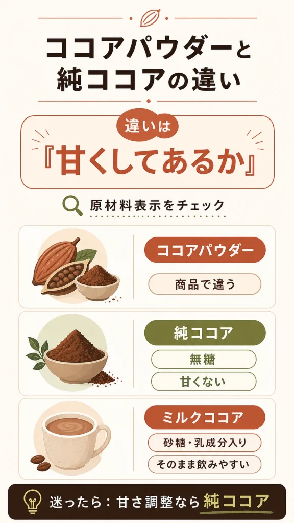 ココアパウダー　純　違い