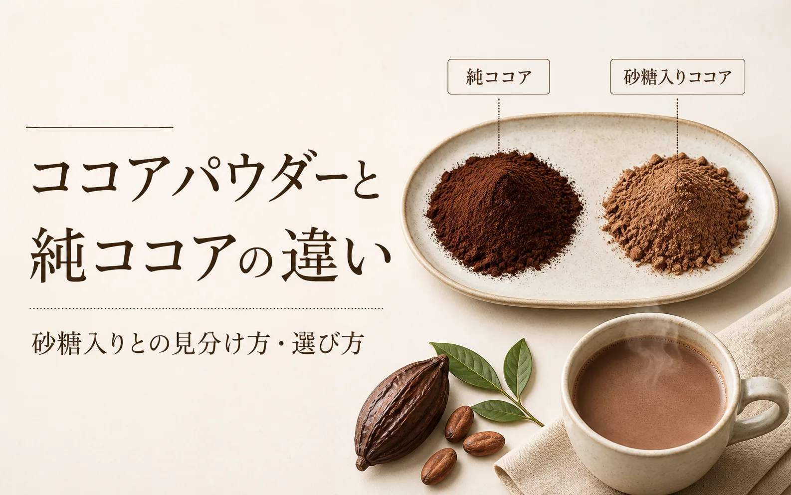 純ココア　ココアパウダー　違い