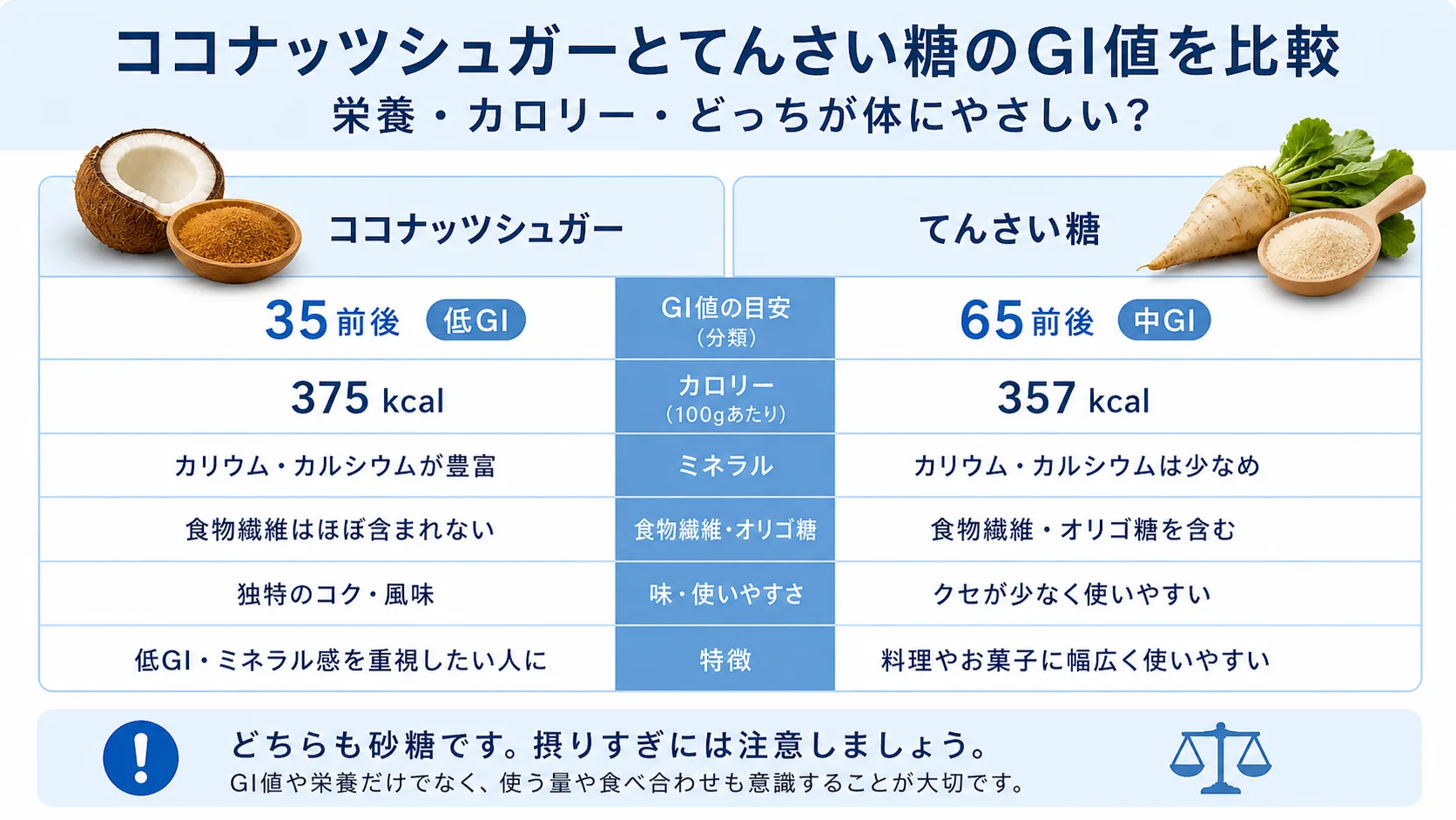 ココナッツシュガー　てんさい糖　GI　どっちが良い