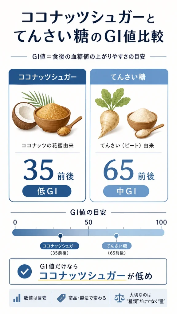 ココナッツシュガー　てんさい糖　GI
