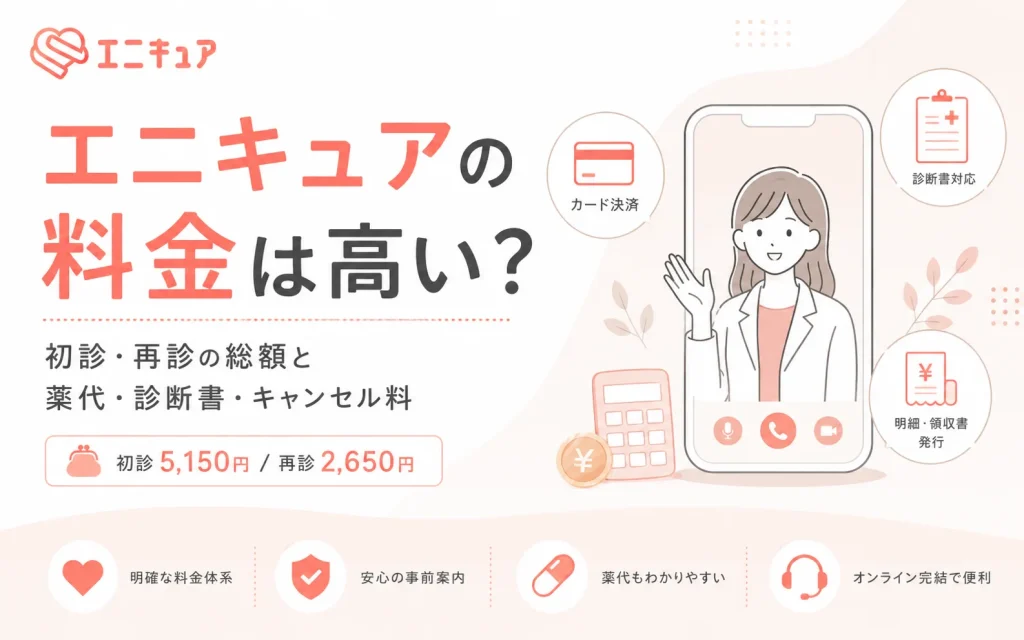 エニキュアの料金は高い？初診・再診の総額と薬代・診断書・キャンセル料