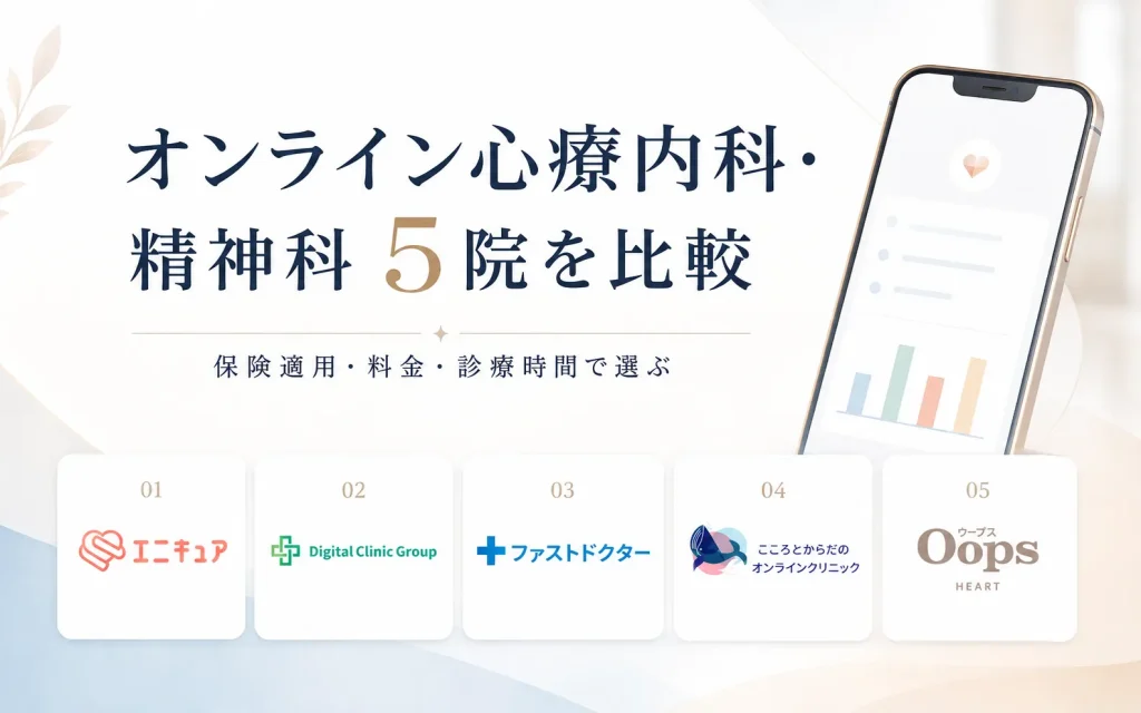 オンライン心療内科・精神科5院を比較｜保険適用・料金・診療時間で選ぶ